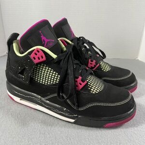 Air Jordan 4 Retro GS  Fuchsia Black Neon Pink Speckle Youth 6Y 705344 027